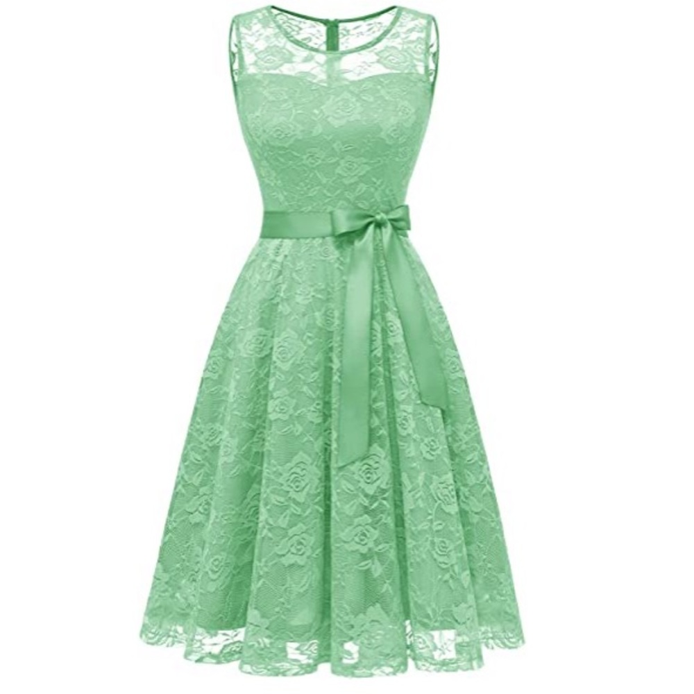 Mint Knee Length Bridesmaid Dress